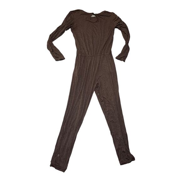 Zyia womens medium gray lounge jumpsuit long sleeve tie waist relaxed cute athle - Picture 4 of 9